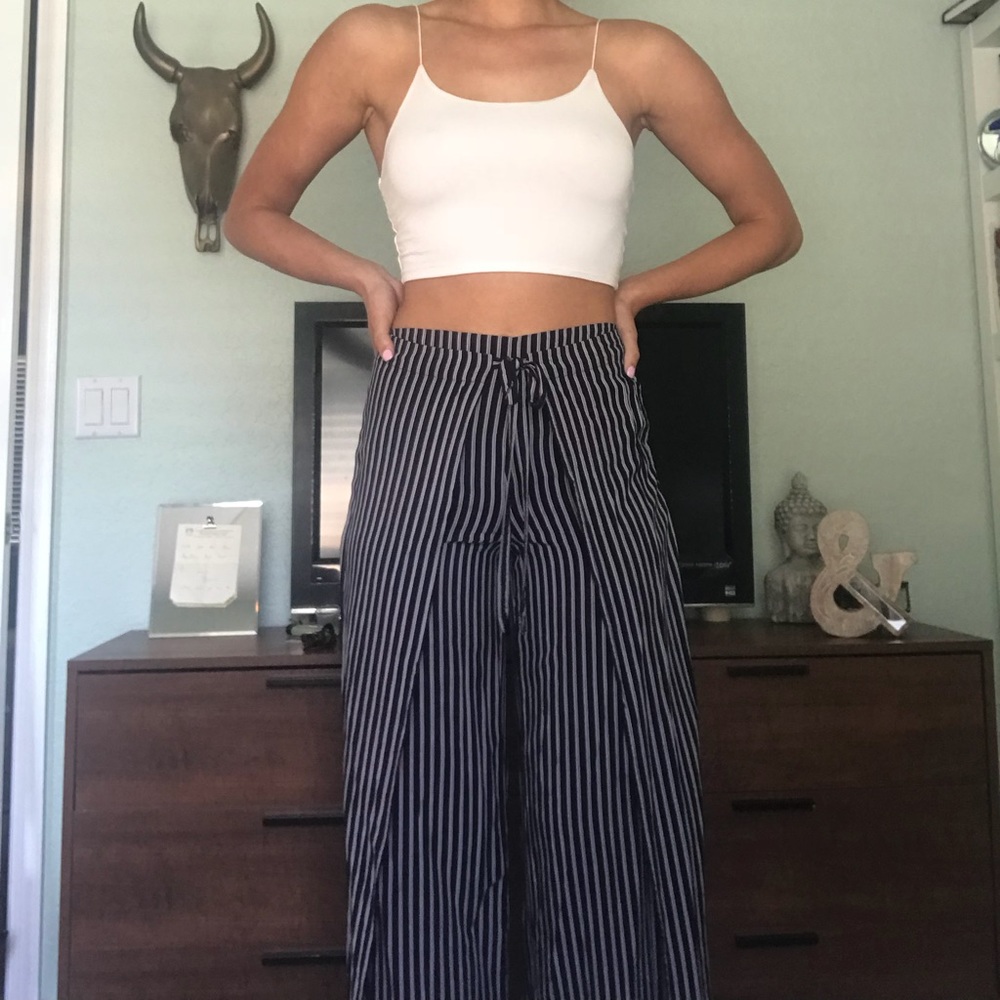 Navy striped pants